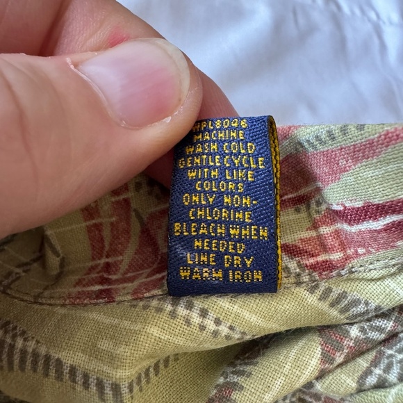 Men's Linen Blend Tropical Button Short Sleeve Dad Shirt Small Vintage Club Room - Picture 9 of 14